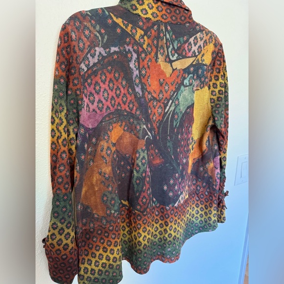 NEW Parsley & Sage Women Button Up Blouse Rainbow Abstract Bow Sleeve Small NWOT - Picture 3 of 9